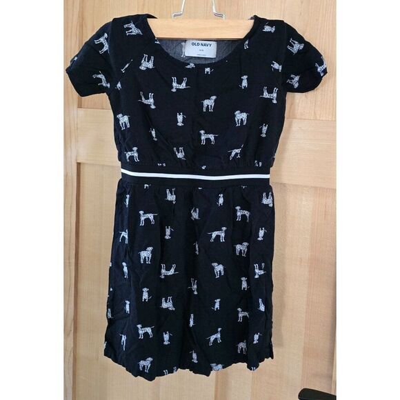 Old Navy Girls Black Fit & Flare Short Sleeve With Dalmatian Dog's - Picture 1 of 6